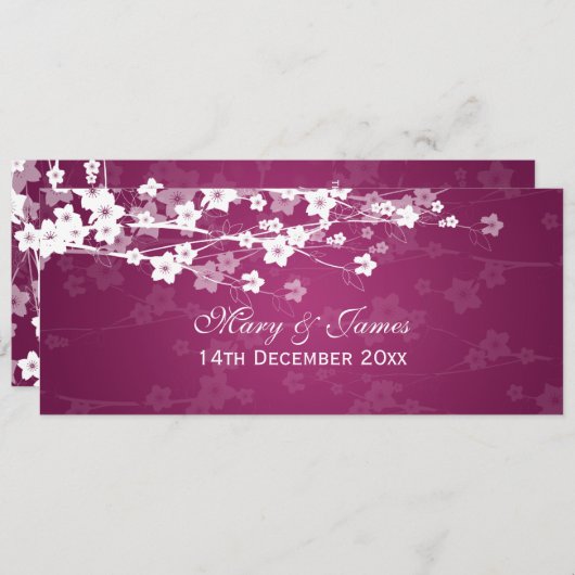 エレガントウェディングさくらんぼブロッサムプラム 招待状 (正面/裏面)