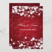 エレガントウェディングさくらんぼブロッサムレッド 招待状 (正面/裏面)