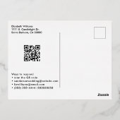 エレガントウェディングとRSVPルビーレッド金ゴールド離れ 箔招待状ポストカード (裏面)