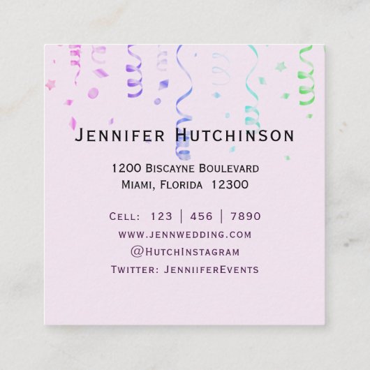 エレガントウェディングイベントプランナースクエアビジネスカード スクエア名刺 (裏面)