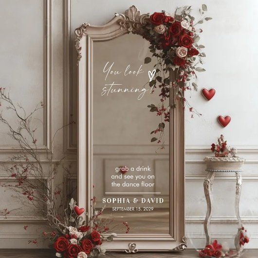 エレガントウェディングウェルカムサインセルフィー鏡デカール ウィンドウサイン