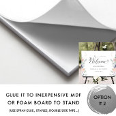 エレガントウェディングウェルカムサインブルーコーラルフローラ ポスター