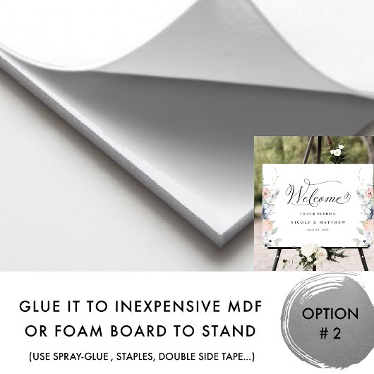 エレガントウェディングウェルカムサインブルーコーラルフローラ ポスター