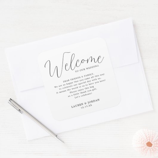 エレガントウェディングウェルカムバッグ スクエアシール (封筒)