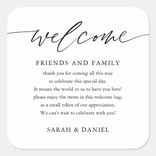 エレガントウェディングウェルカム抱き枕バスケット スクエアシール (正面)