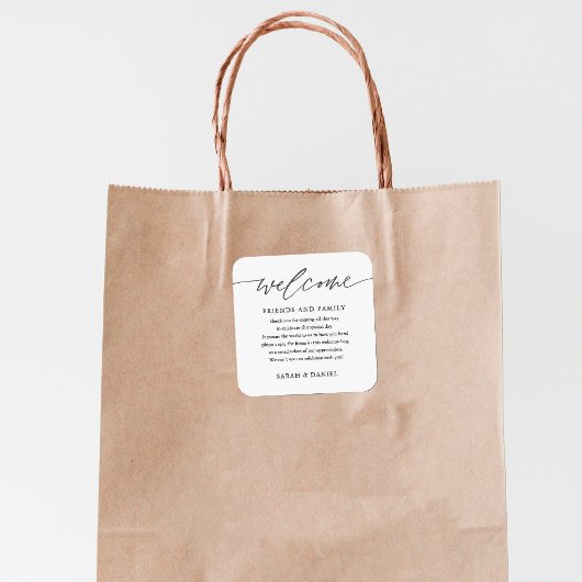 エレガントウェディングウェルカム抱き枕バスケット スクエアシール