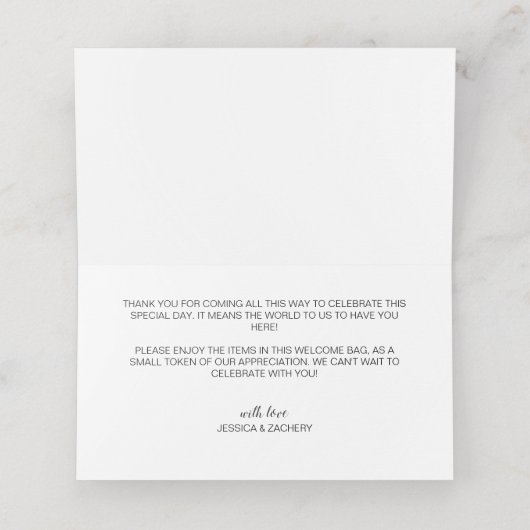 エレガントウェディングウェルカム抱き枕バスケット プレイスカード (内部開封)