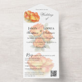 エレガントウェディングウォーターバラパステル花びら オールインワン招待状 (内側)