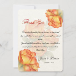 エレガントウェディングウォーターバラパステル花びら サンキューカード