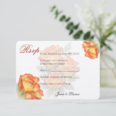 エレガントウェディングウォーターバラパステル花びら 出欠カード (スタンド正面)