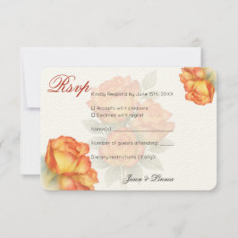 エレガントウェディングウォーターバラパステル花びら 出欠カード