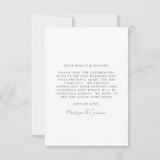エレガントウェディングカスタムフォトメッセージ サンキューカード (裏面)