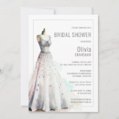 エレガントウェディングガウンブライダルシャワー 招待状 (正面)