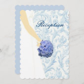 エレガントウェディングガウンブルー披露宴カード 招待状 (正面/裏面)