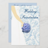 エレガントウェディングガウンブルー結婚式招待状 招待状 (正面/裏面)