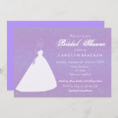 エレガントウェディングガウンラベンダーブライダルシャワー招待状 招待状 (正面/裏面)