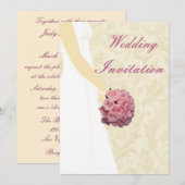 エレガントウェディングガウン結婚式招待状 招待状 (正面/裏面)