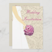 エレガントウェディングガウン結婚式招待状 招待状 (正面/裏面)