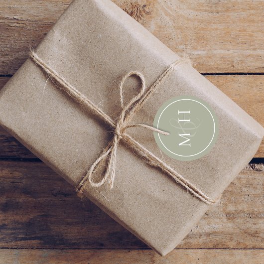 エレガントウェディングクラシックミニマリストモノグラムグリーン ラウンドシール