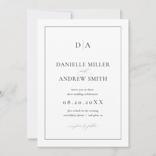 エレガントウェディングクラシック招待状モダン結婚ズ 招待状 (正面)