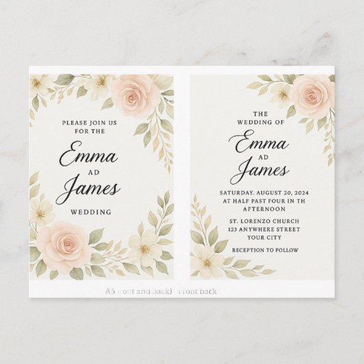 エレガントウェディングクラシック招待状 – タイムレスデ ポストカード (正面)