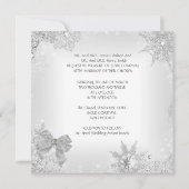 エレガントウェディンググリッターシルバーホワイトボウ 招待状 (裏面)