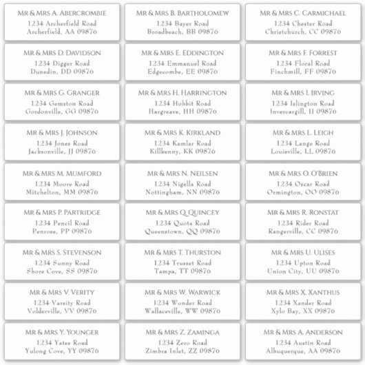 エレガントウェディングゲストアドレス シール (正面)