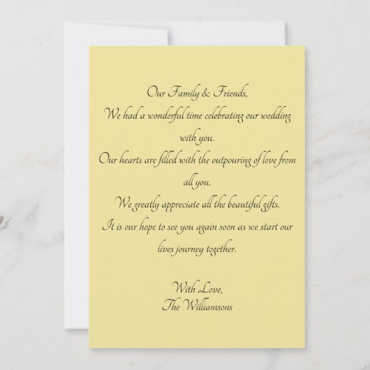 エレガントウェディングゲストフォトサンキューカード サンキューカード (裏面)