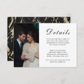 エレガントウェディングゲスト詳細フェイクマーブルフォト エンクロージャーカード (正面/裏面)