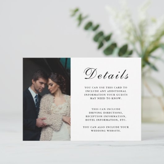 エレガントウェディングゲスト詳細フェイクマーブルフォト エンクロージャーカード (スタンド正面)