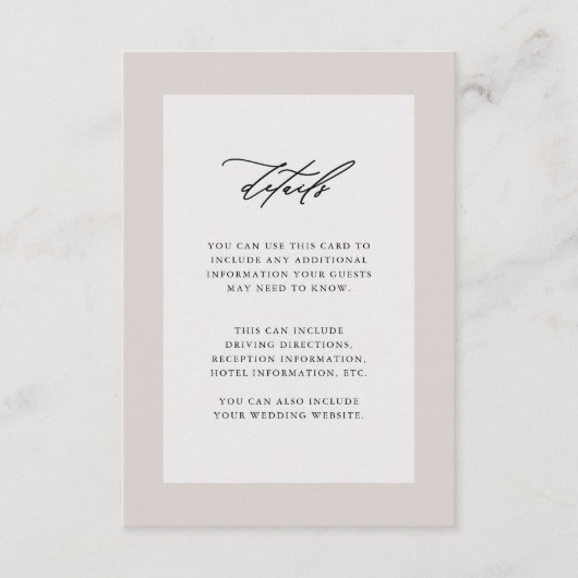 エレガントウェディングゲスト詳細ブラック エンクロージャーカード (正面)