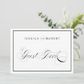 エレガントウェディングサインゲストブックブラック縁ど 招待状 (スタンド正面)