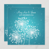 エレガントウェディングサマースパークルターコイズ 招待状 (正面/裏面)