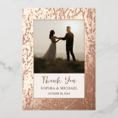 エレガントウェディングサンキューカード2フォトバラ金ゴールド 箔シーズンカード (正面)