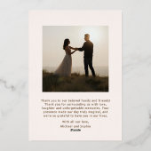 エレガントウェディングサンキューカード2フォトバラ金ゴールド 箔シーズンカード (裏面)