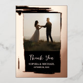 エレガントウェディングサンキューカード2フォトバラ金ゴールド 箔シーズンカード (正面)