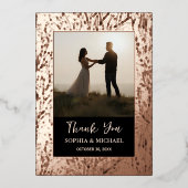 エレガントウェディングサンキューカード2フォトバラ金ゴールド 箔シーズンカード (正面)