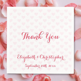 エレガントウェディングサンキューピンクハート紙ナプキン スタンダードカクテルナプキン