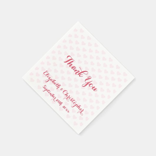 エレガントウェディングサンキューピンクハート紙ナプキン スタンダードカクテルナプキン (角)