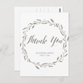 エレガントウェディングサンキューポストカードグレーリース ポストカード (正面/裏面)