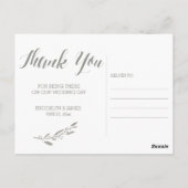 エレガントウェディングサンキューポストカードグレーリース ポストカード (裏面)