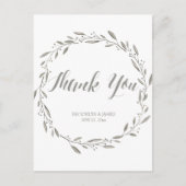エレガントウェディングサンキューポストカードグレーリース ポストカード (正面)