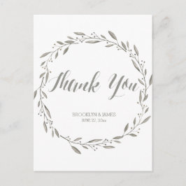 エレガントウェディングサンキューポストカードグレーリース ポストカード