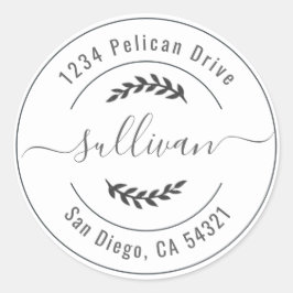 エレガントウェディングサークルスクリプト差出人住所ラベル ラウンドシール