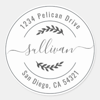 エレガントウェディングサークルスクリプト差出人住所ラベル ラウンドシール