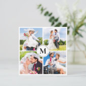 エレガントウェディングシックカスタムフォトコラージモノグラム サンキューカード (スタンド正面)