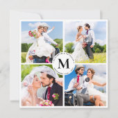 エレガントウェディングシックカスタムフォトコラージモノグラム サンキューカード (正面)