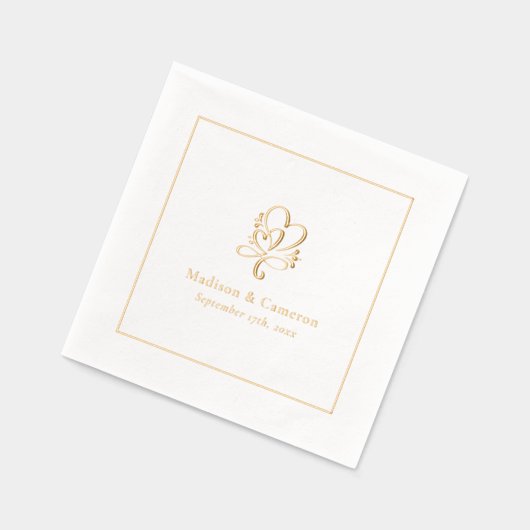 エレガントウェディングシックカスタム金ゴールド 箔ナプキン (左)