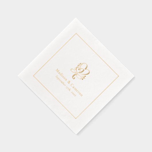 エレガントウェディングシックカスタム金ゴールド 箔ナプキン (右)