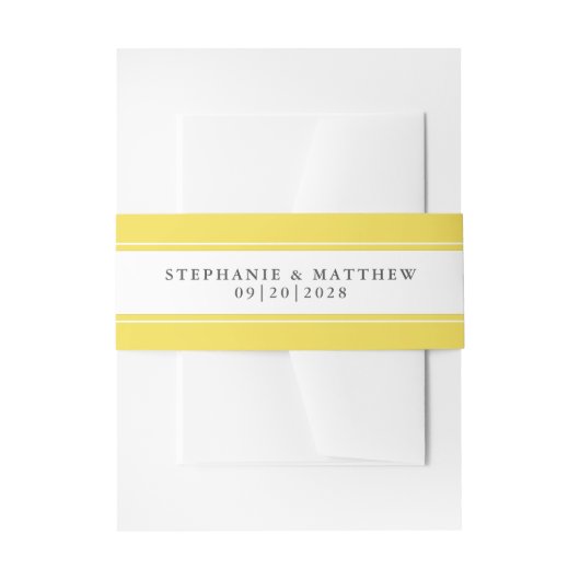 エレガントウェディングシックトレンディーイエロー縁ど 招待状ベリーバンド (正面例)